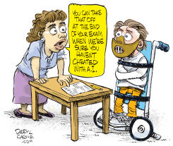 AI CHEATING IN EXAMS HANNIBAL LECTER SUIT ON STUDENT by Daryl Cagle