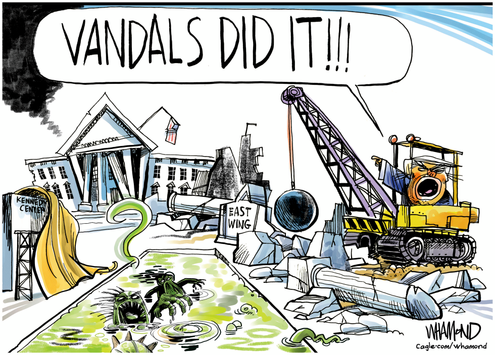 Trump blames vandals