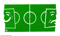 FOOTBALL DRAMA THEATRE MASKS SOCCER PLAYGROUND CUP by Emad Hajjaj