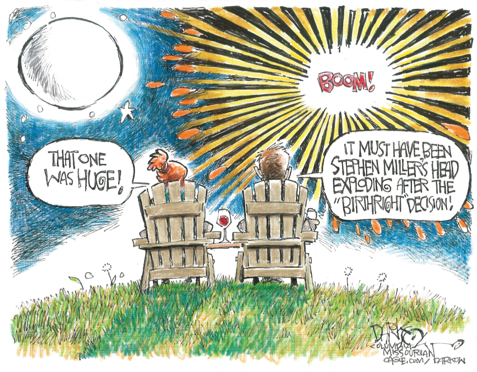 Stephen Miller Head Explosion Cartoon Captures Birthright Citizenship Backlash