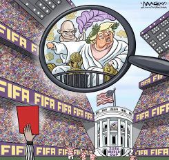 EMPEROR TRUMP GIVES THUMBS DOWN TO RED CARD by Graeme MacKay