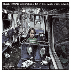 BLACK WOMAN SURROUNDED BY WHITE NATIONALISTS by Michael de Adder