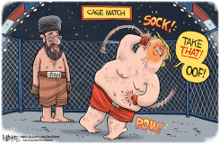 TRUMP IRAN CAGE MATCH by Rick McKee