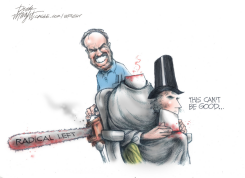 RADICAL LEFT CHAINSAW BEHEADS TOP HAT MAN by Dick Wright