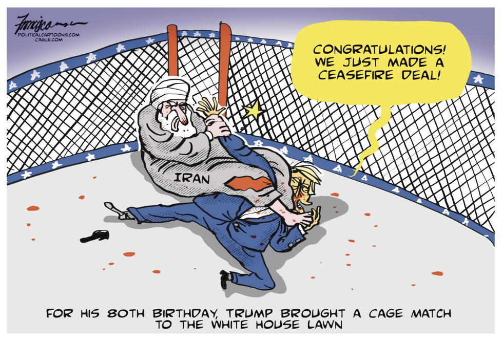 Trump Marks 80th Birthday with Iran Cage Match and Ceasefire Claim