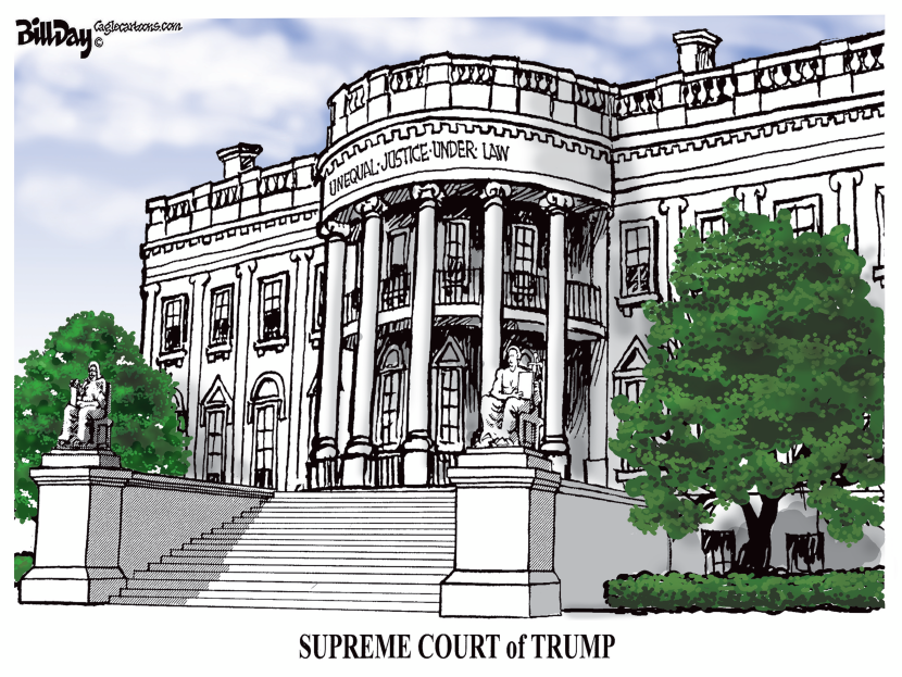 Supreme Court Building Shown With Altered Inscription Under Trump