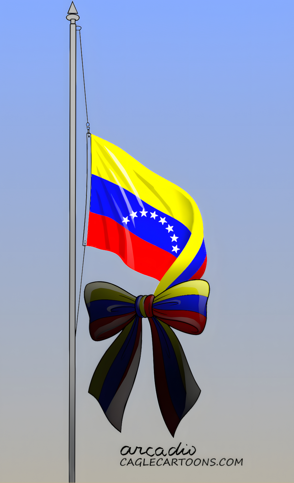 Venezuelan Flag with Mourning Bow