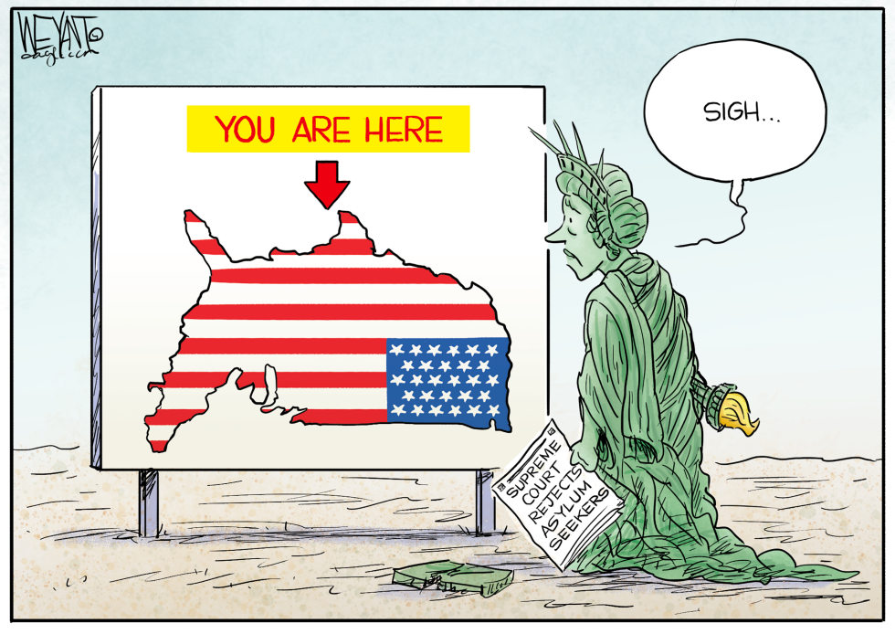Statue of Liberty Sighs After Supreme Court Rejects Asylum Seekers