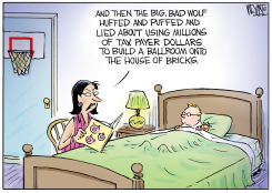 MOTHER READS THREE LITTLE PIGS STORY by Christopher Weyant