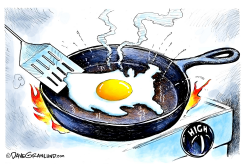 FRIED EGG COOKING ON HIGH HEAT by Dave Granlund