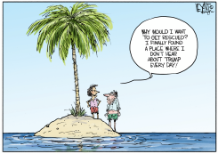 DESERT ISLAND ESCAPE FROM TRUMP NEWS by Christopher Weyant
