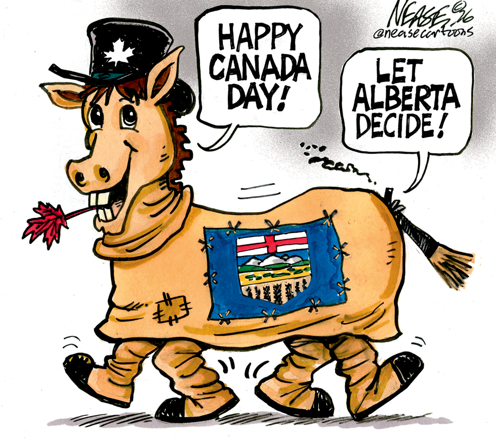 Alberta horse figure celebrates Canada Day while calling for provincial choice