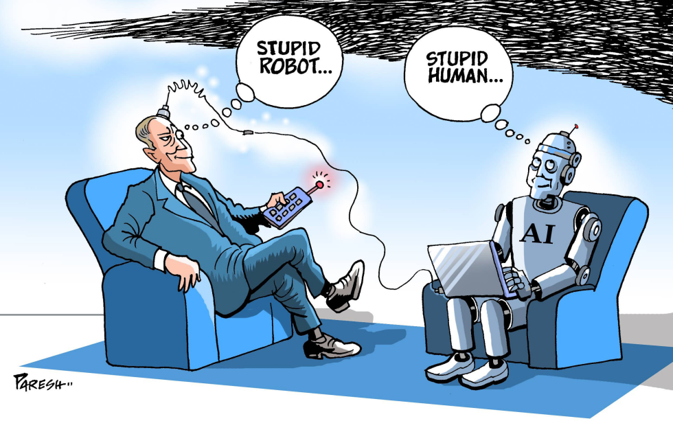 Man and AI Robot Exchange Insults