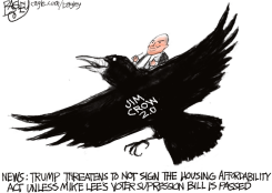 TRUMP TIES HOUSING ACT TO VOTER BILL by Pat Bagley