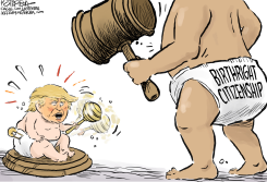 TRUMP BABY FACES BIRTHRIGHT CITIZENSHIP GAVEL by Jeff Koterba