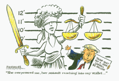 LADY JUSTICE TOWERS OVER TRUMP CARROLL CASE by Jimmy Margulies