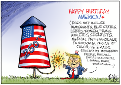 TRUMP LIGHTS SELECTIVE 250TH FIREWORK by Christopher Weyant