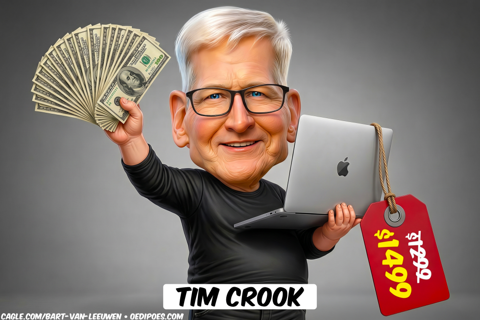 Tim Crook Holding Cash and Laptop