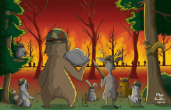 ARMED ANIMALS IN FIERY FOREST by Plop and KanKr