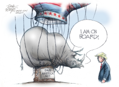 RHINO BACKS SAVE AMERICA ACT NEAR TRUMP by Dick Wright