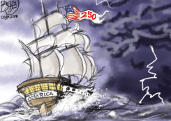 AMERICA 250 SHIP IN STORM by Pat Bagley