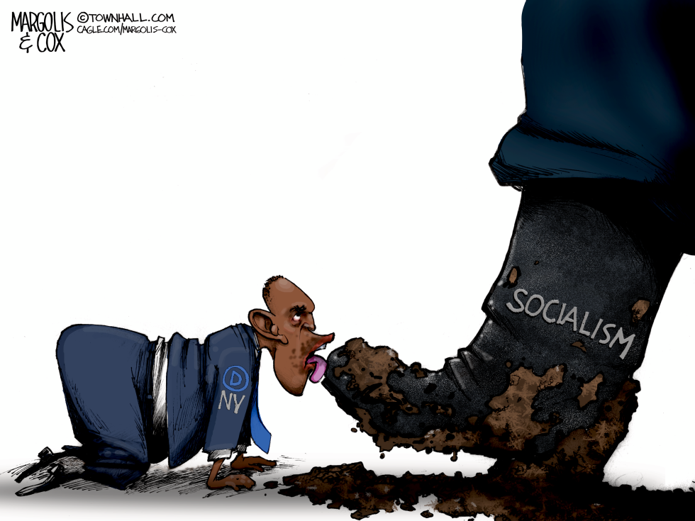 NY Democrat Depicted Licking Mud-Covered Socialism Boot