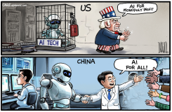 US CAGES AI ROBOT CHINA OFFERS ACCESS by Luojie