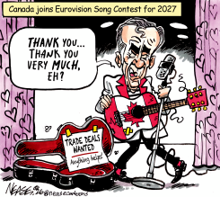 TRUDEAU SEEKS TRADE DEALS AT EUROVISION by Steve Nease
