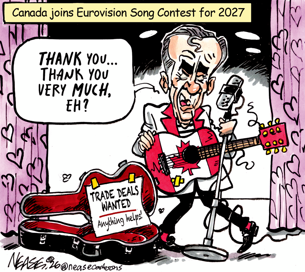 Trudeau Channels Elvis at Eurovision to Pitch Trade Deals