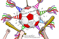 WORLD CUP PIñATA HIT BY BATS by Arcadio Esquivel