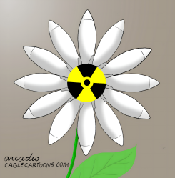 DAISY WITH MISSILE PETALS RADIATION SYMBOL by Arcadio Esquivel