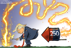TRUMP LIGHTS FUSE ON 250 FIREWORK by Jeff Koterba