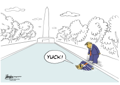 TRUMP DISGUSTED BY REFLECTION IN POOL by Manny Francisco