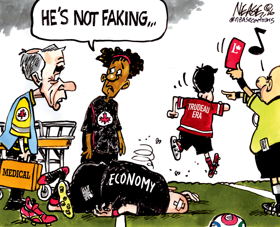 Trudeau Shown Red Card as Canadian Economy Lies Injured