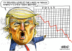 TRUMP RECORD LOW POLL LEVELS by Dave Whamond