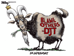 SCAPEGOAT GOAT WITH BLAME OTHERS TEXT by Bill Day