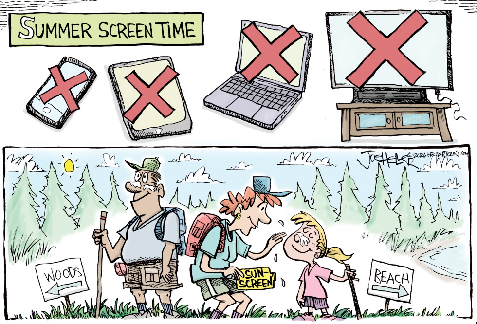 Family Swaps Screens for Summer Hike in the Woods