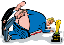TRUMP CRAWLS FOR GOLDEN ASS TROPHY by Schot