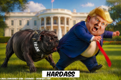 TRUMP BITTEN BY IRAN BULLDOG by Bart van Leeuwen