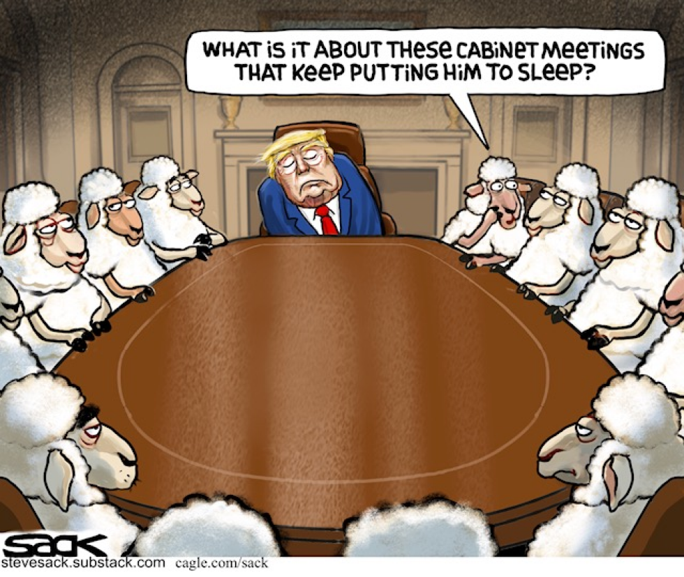 Trump Dozes Off as Sheep-Like Cabinet Sits Through Meeting
