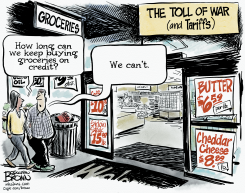 GROCERIES DEBT IS TOLL OF WAR (AND TARIFFS by Jonathan Brown