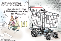 SHOPPING CART MONSTER TRUCK GAS GROCERIES by Joe Heller