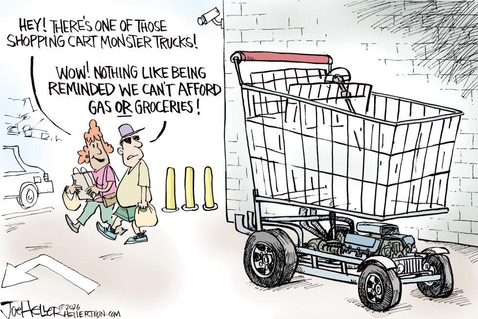 Giant Shopping Cart Truck Underscores Rising Gas and Grocery Prices