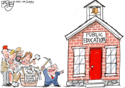 VOUCHER GROUP TARGETS PUBLIC SCHOOL by Pat Bagley