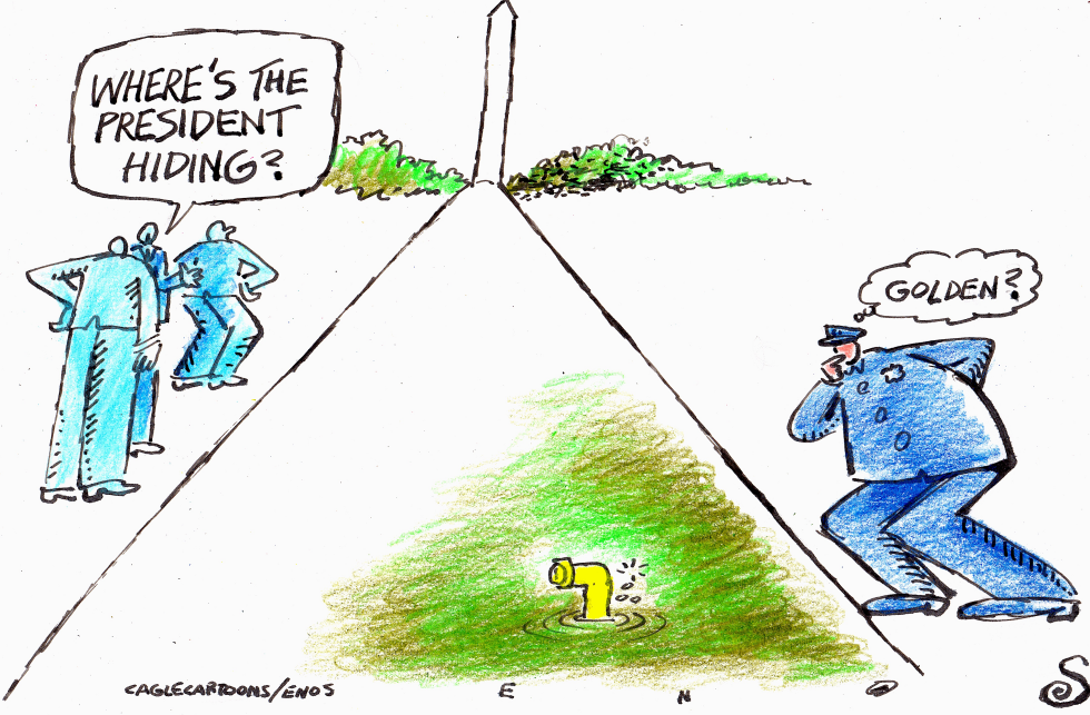 Police Search Near Monument for Hiding President