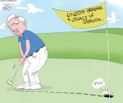 LINDSEY GRAHAM MISSES PUTT LEGACY FLAG by Gary McCoy