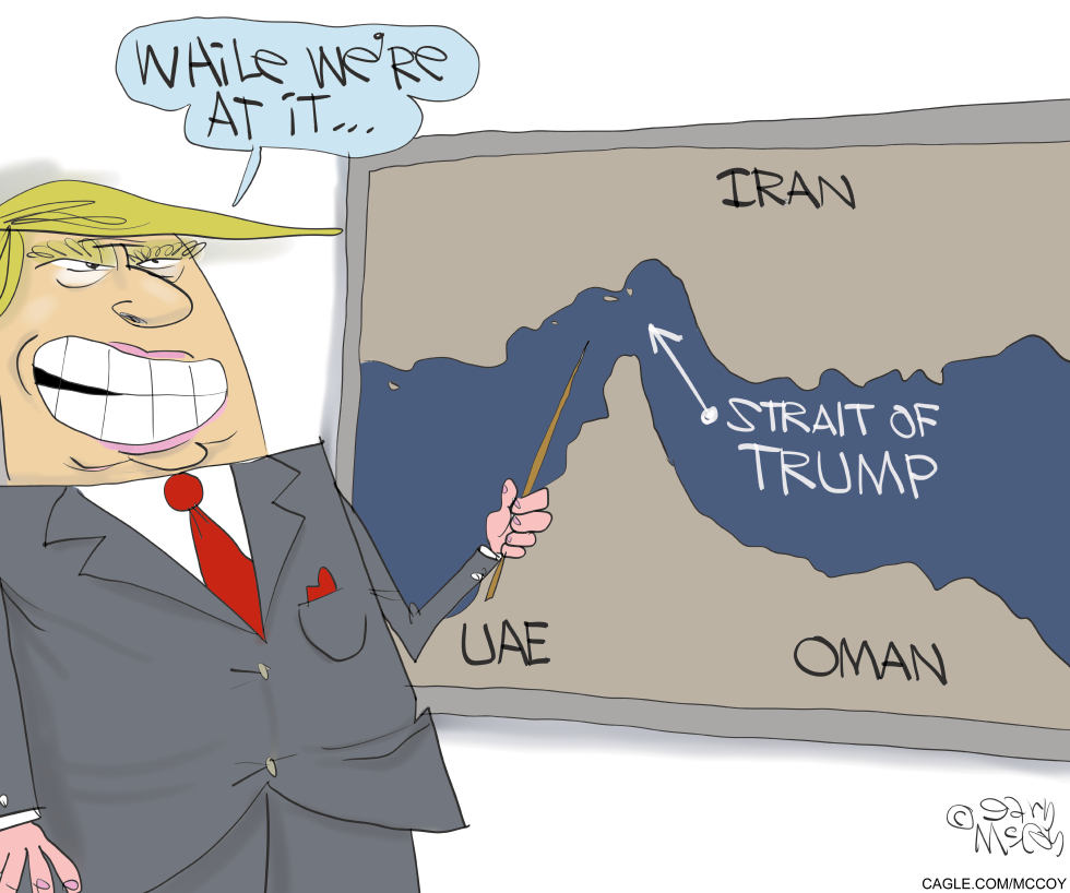 Trump Points to Renamed Strait of Hormuz on Map