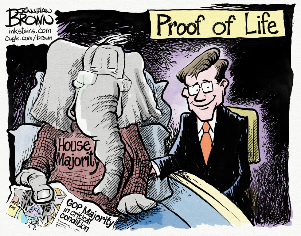 GOP House Majority Depicted Clinging to Life in Hospital