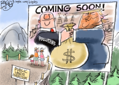 TRUMP TAKES POLLUTER CASH FOR LANDS by Pat Bagley