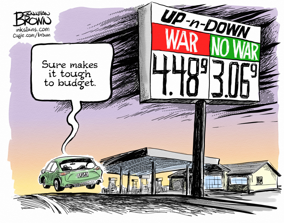 Gas prices rise sharply under war label on station sign